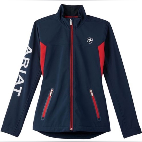 Ariat Softshell Team Riding Jacket - Navy & Red - Picture 1 of 11
